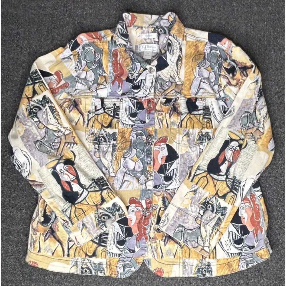 C.J. Banks By Christopher & Banks Womens‎ Picasso Art to Wear Jacket 1X Stretch